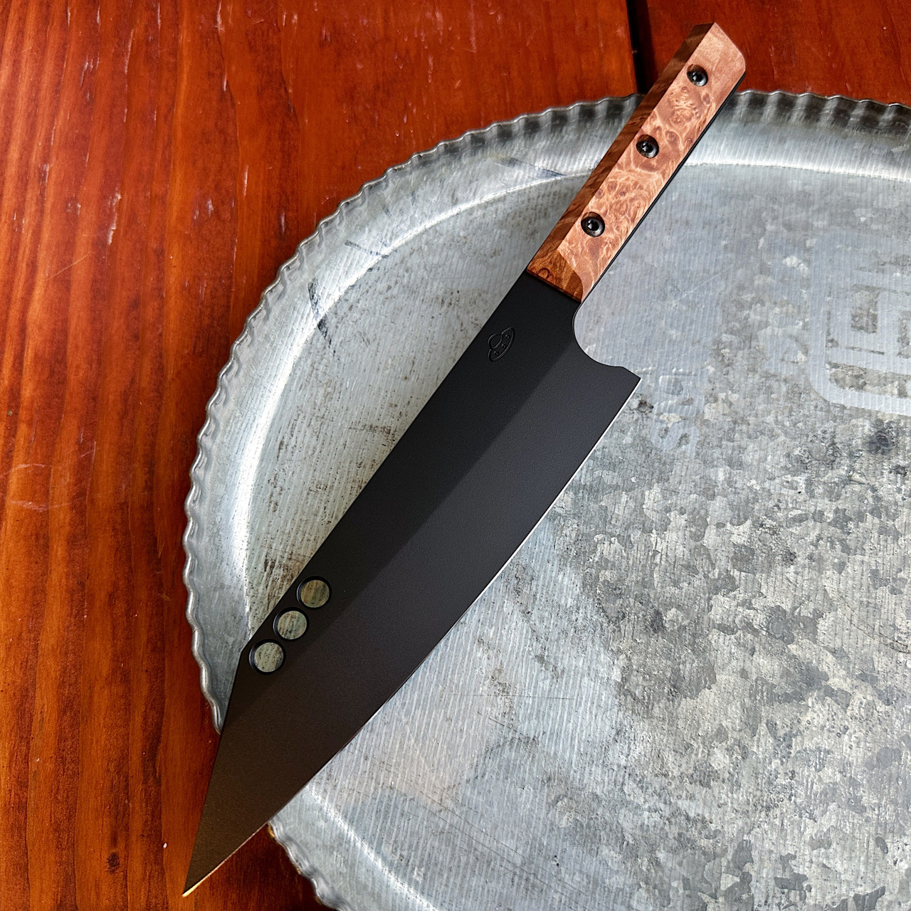 Vandal Blades Custom Series Chef Knife #21 Natural Burl Cerakote