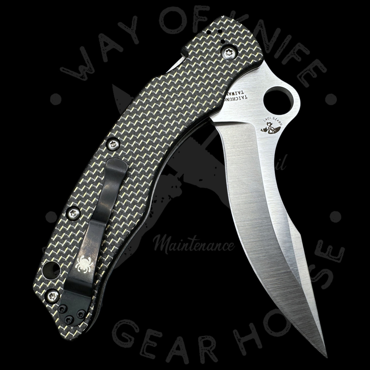 Pre Owned* 003 Spyderco Szabo Folder CF/G-10 Laminate S30V (4.60