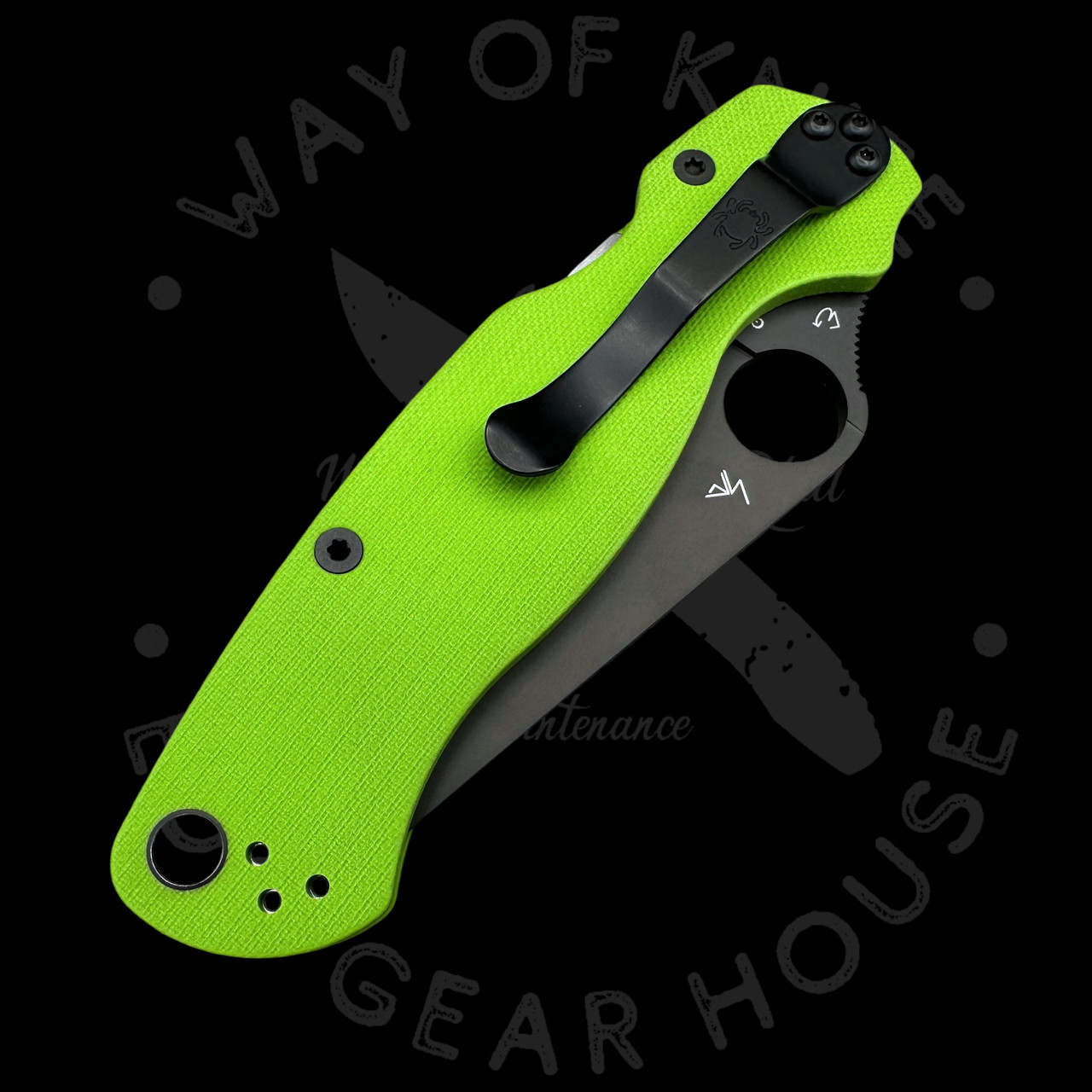 Pre Owned* 003 Spyderco Paramilitary 2 Neon Green G-10 CPM-20CV