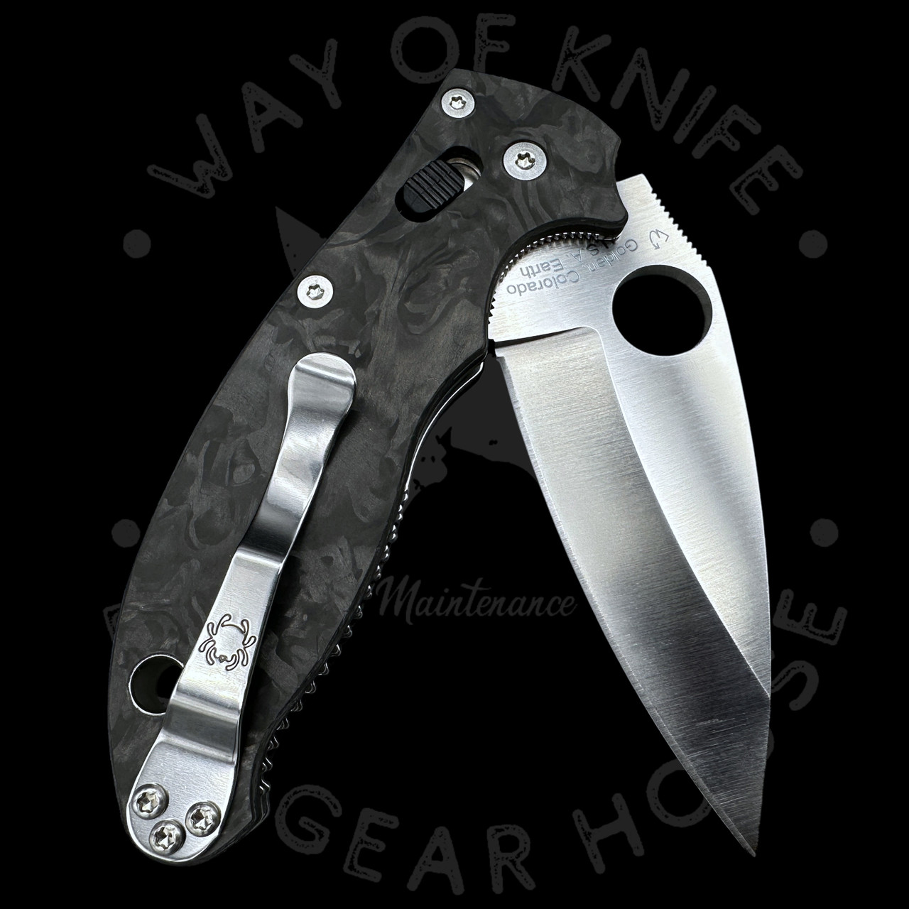 Pre Owned* 003 Spyderco Manix 2 Marbled Carbon Fiber CPM 4V (3.37