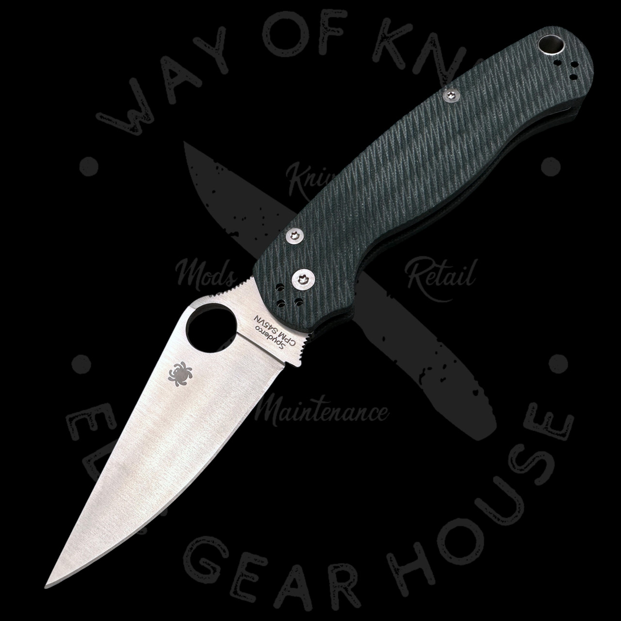 Pre Owned* Spyderco Paramilitary 2 Forrest Green Diamond Arc Grip