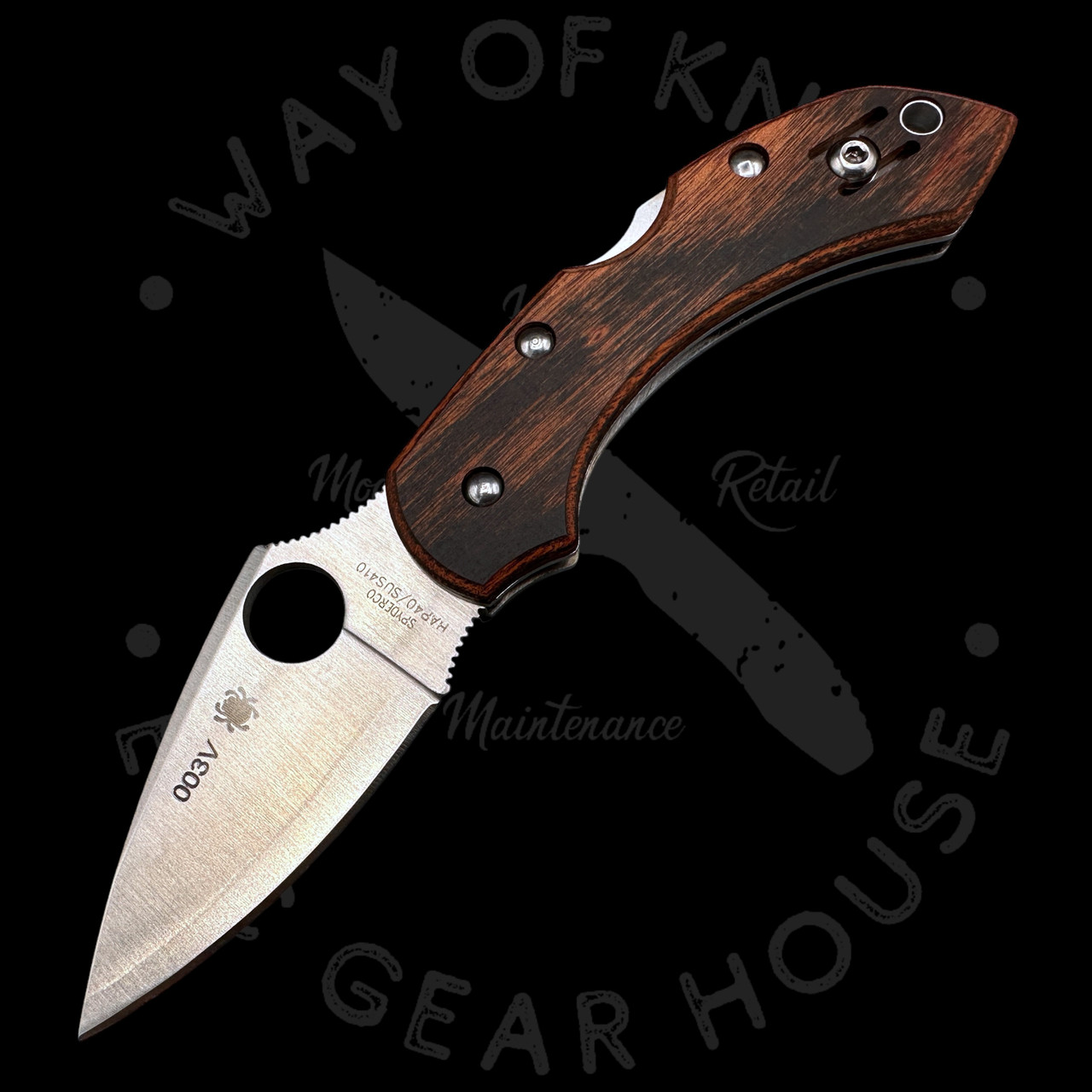 Pre Owned* 003 Spyderco Dragonfly Mahogany Pakkawood HAP40/SUS410