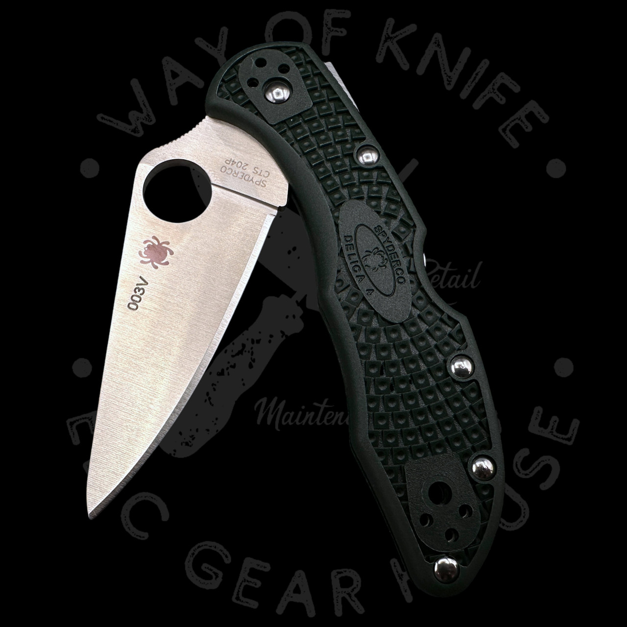 Pre Owned* 003 Spyderco Delica 4 Forest Green FRN CTS-204P (2.88