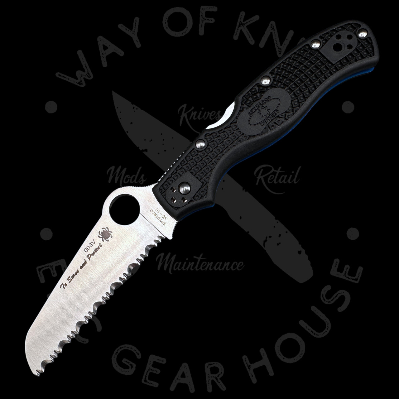 Spyderco スパイダルコ　レスキュー3 (93mm)VG-10ステンレス鋼 Pre Owned* 003 Spyderco Rescue 3 Lightweight Thin Blue Line