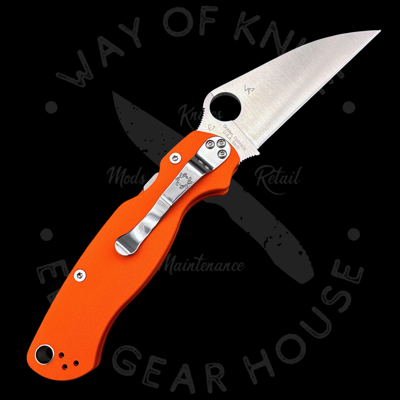 Pre Owned* 003 Spyderco Paramilitary 2 Orange G-10 Wharncliffe CTS