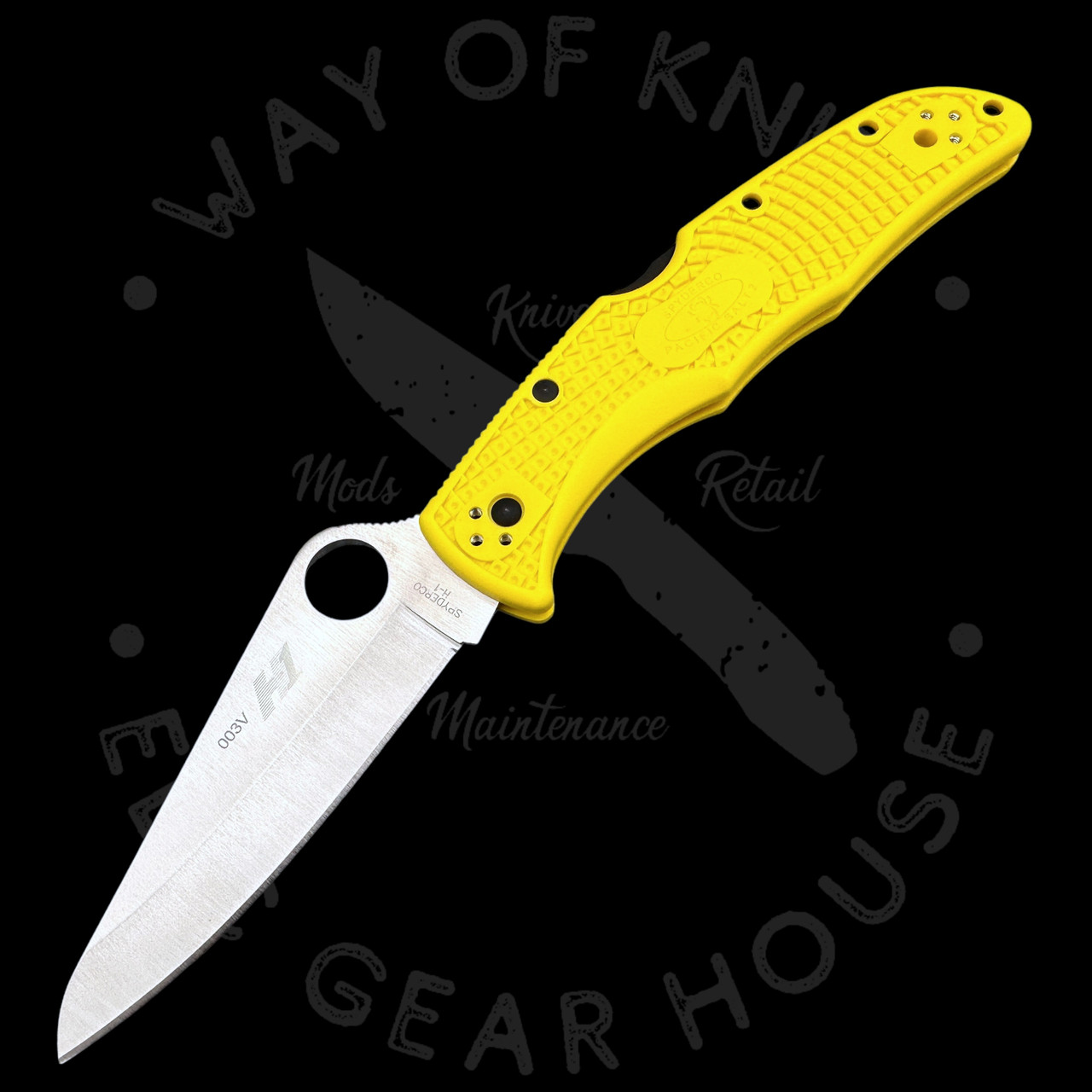 Pre Owned* 003 Spyderco Pacific Salt 2 Yellow FRN H1 (3.78