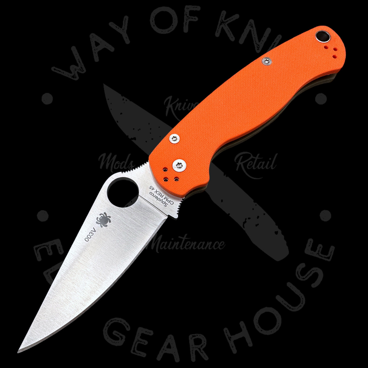 Pre Owned* 003 Spyderco Paramilitary 2 OD Green/Orange G-10 REX-45