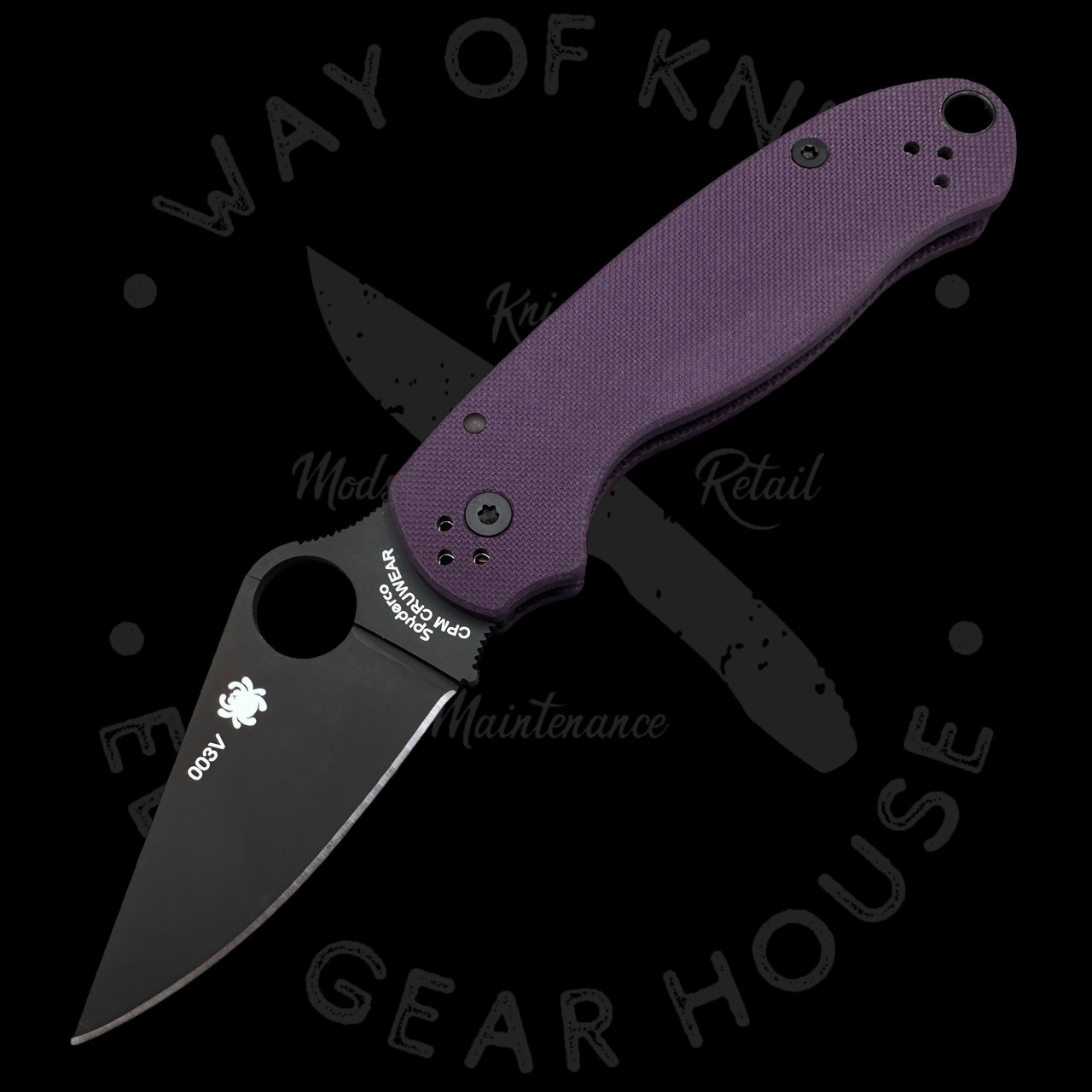 Pre Owned* 003 Spyderco Para 3 Purple G-10 Cruwear (2.92