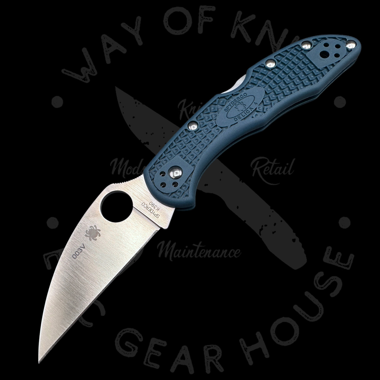Pre Owned* 003 Spyderco Delica Wharncliffe Blue FRN K390 (2.87