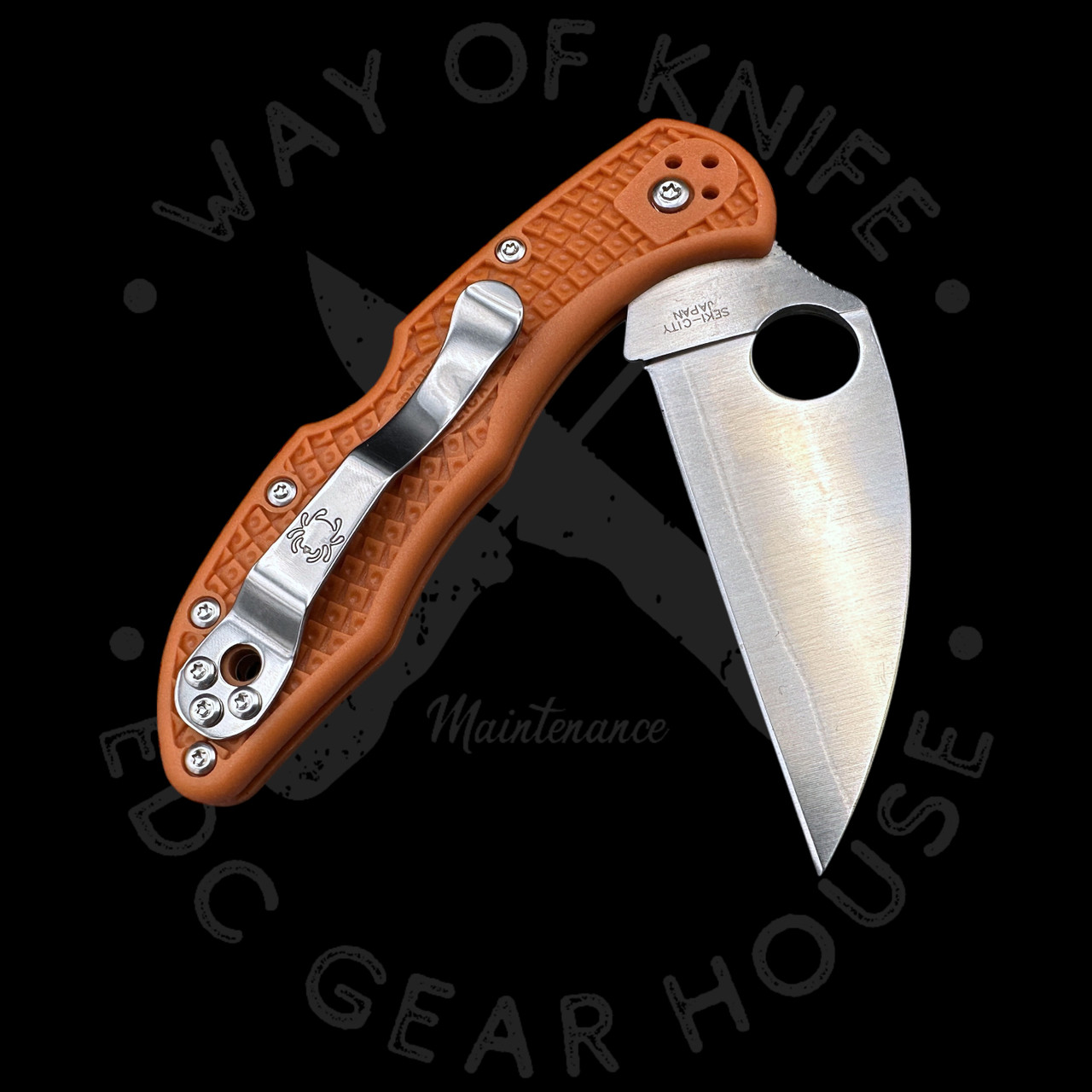 Pre Owned* 003 Spyderco Delica Burnt Orange FRN Wharncliffe HAP40