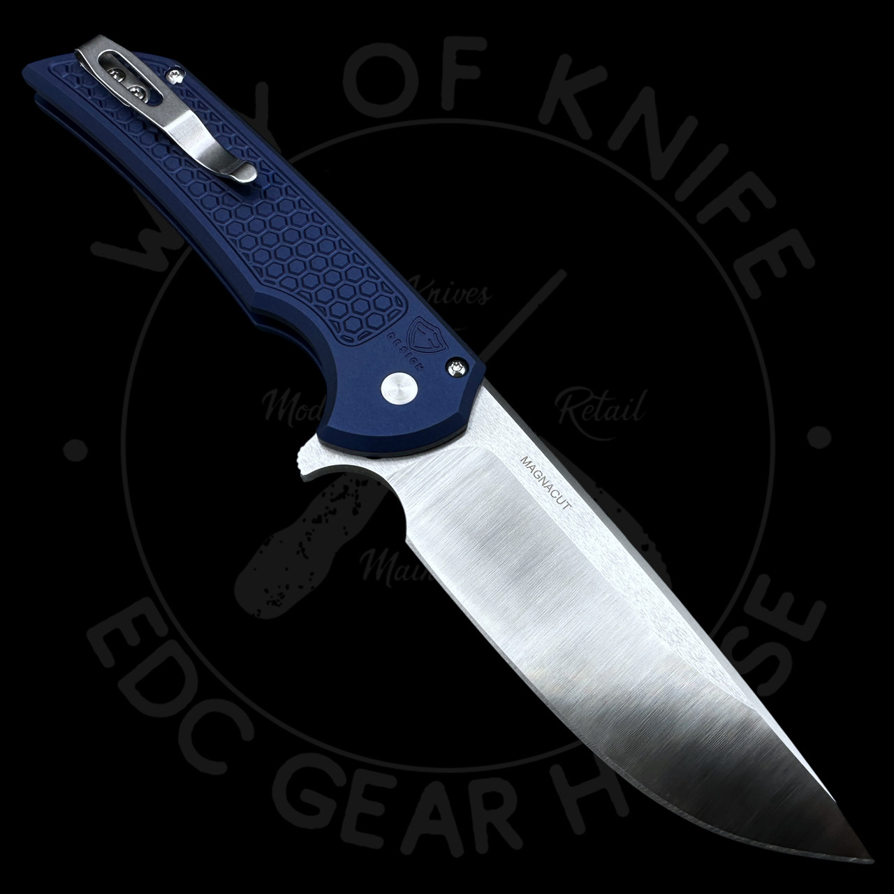Exclusive Pro-Tech Mordax Button Lock Midnight Blue Honeycomb (3.5
