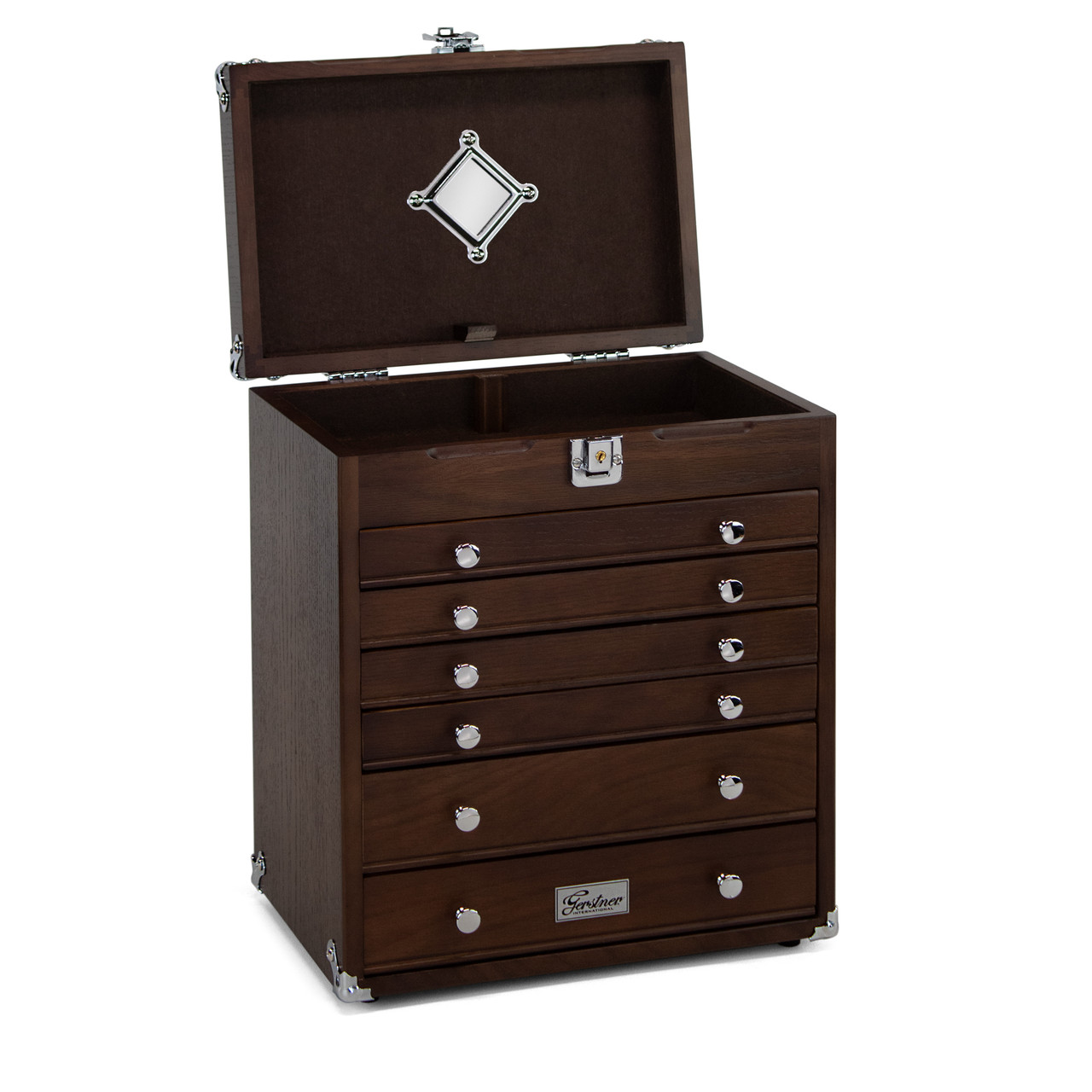 Gerstner GI‑T16 Dark Oak 6‑Drawer Collector's Chest — Premium
