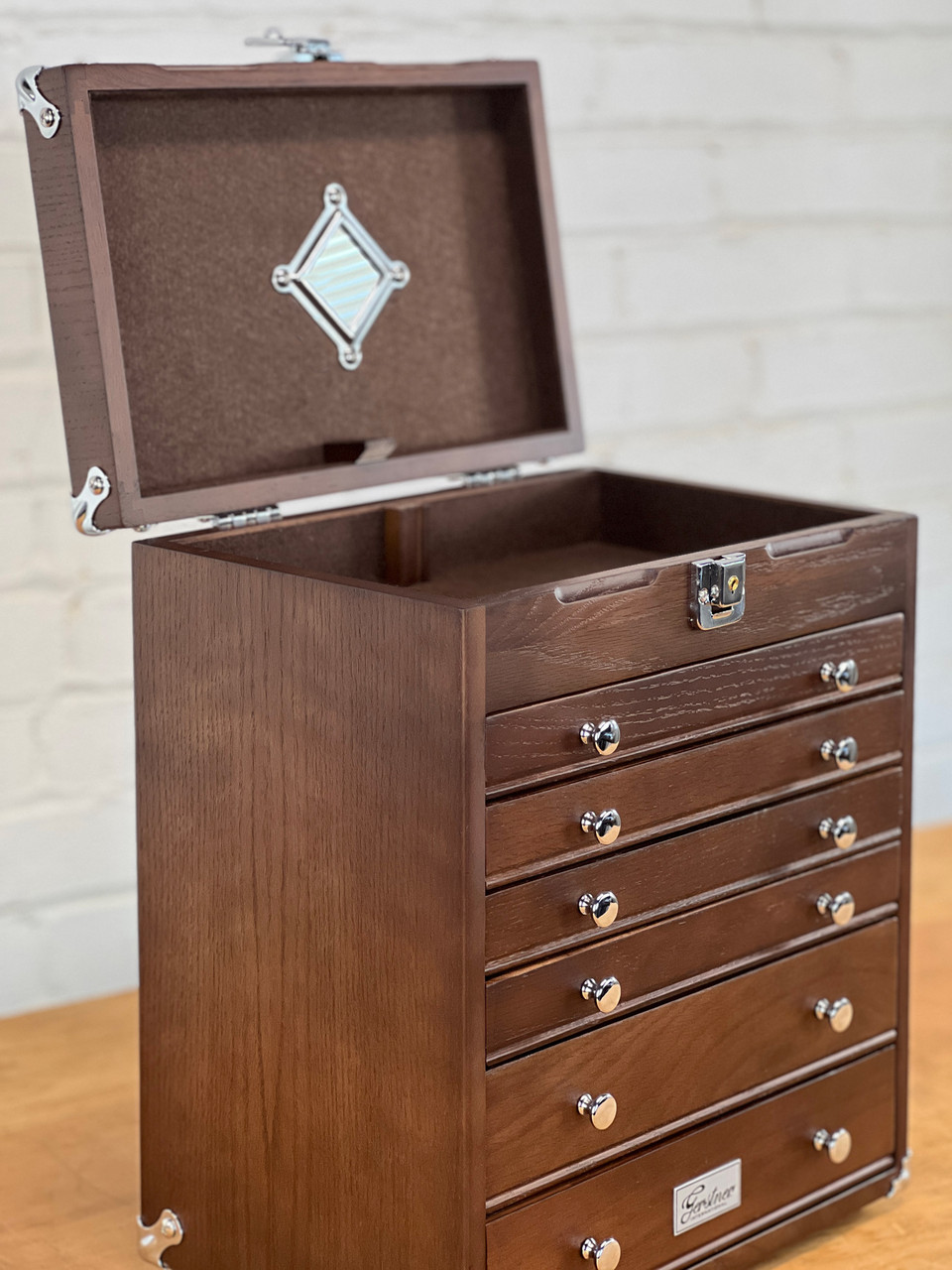 Gerstner GI‑T16 Dark Oak 6‑Drawer Collector's Chest — Premium