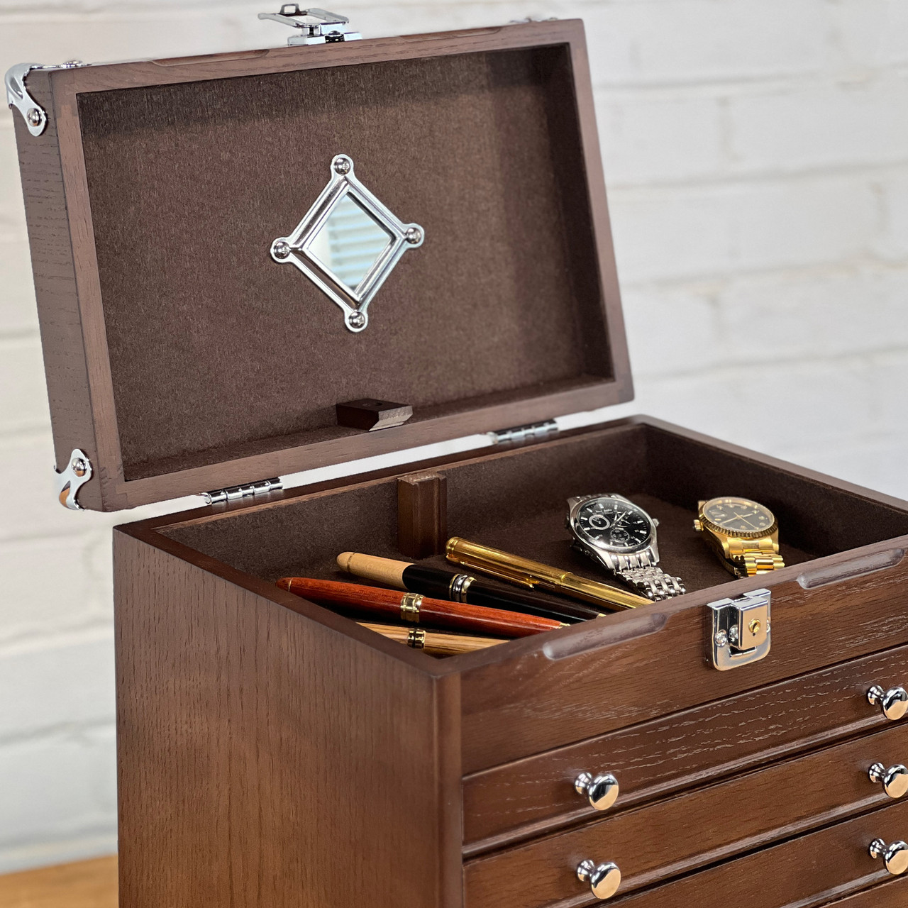 Gerstner GI‑T16 Dark Oak 6‑Drawer Collector's Chest — Premium