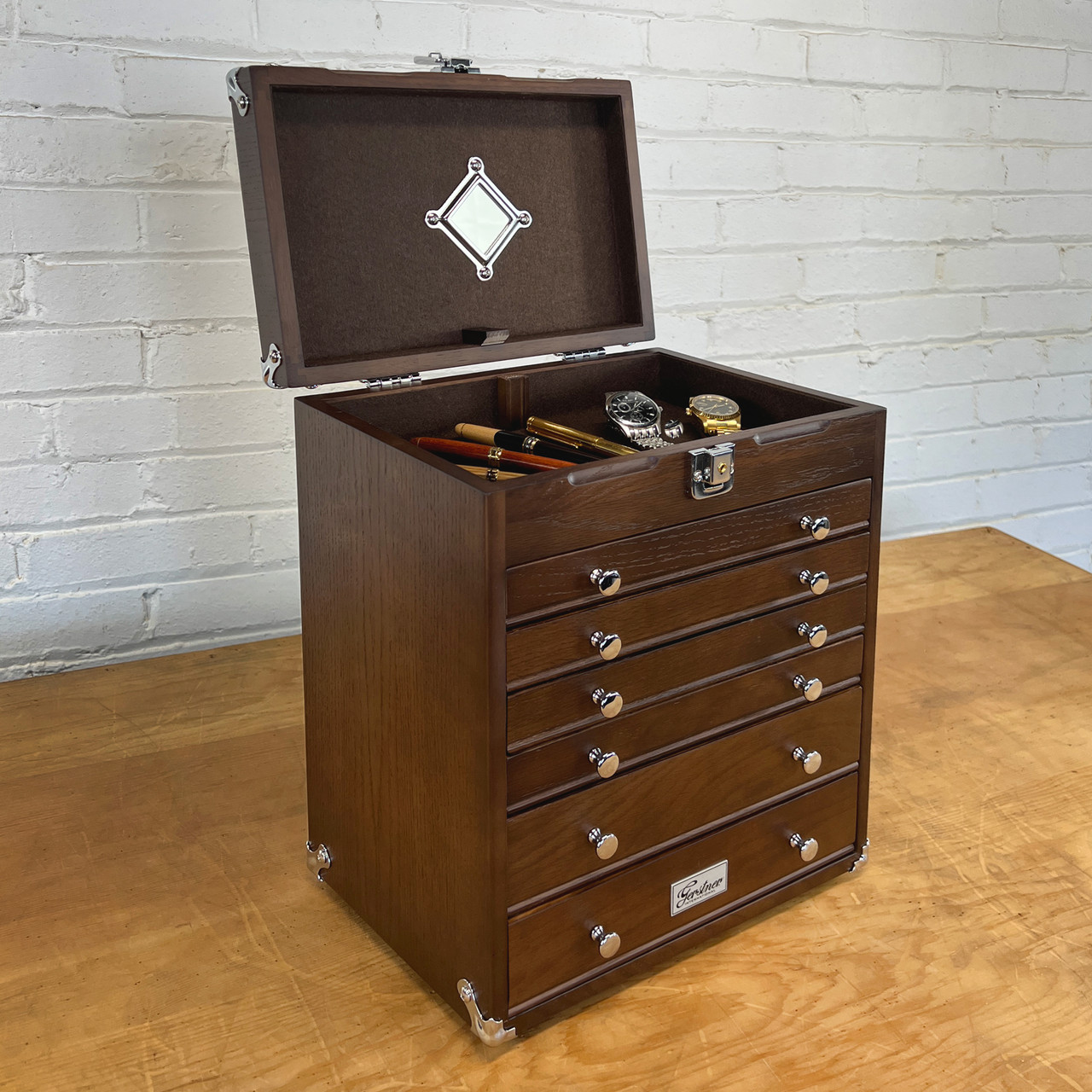 アメリカネイティブインディアンビスクドールTreasury Collection Gerstner GI‑T16 Dark Oak 6‑Drawer Collector's Chest — Premium