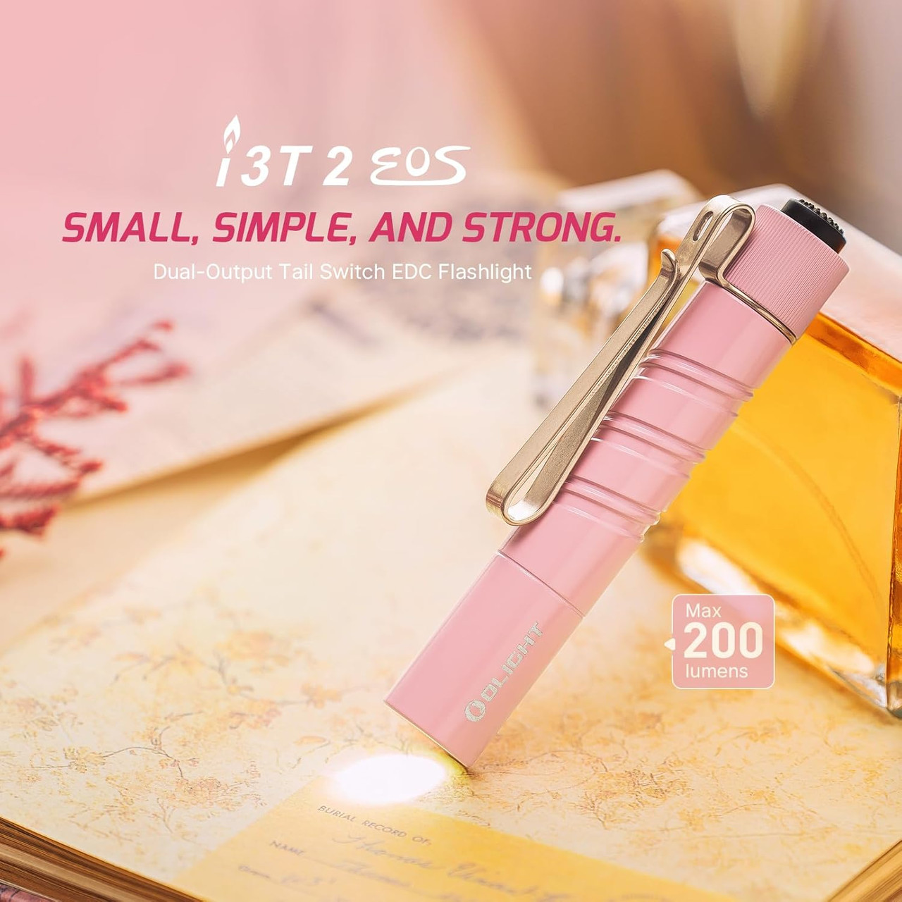 Olight I3T 2 EOS Sweet Pink Slim EDC Flashlight (200 Lumens) - Way