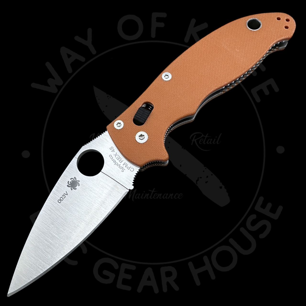 Pre Owned* 003 Spyderco Manix 2 Orange G-10 REX 45 Sprint Run