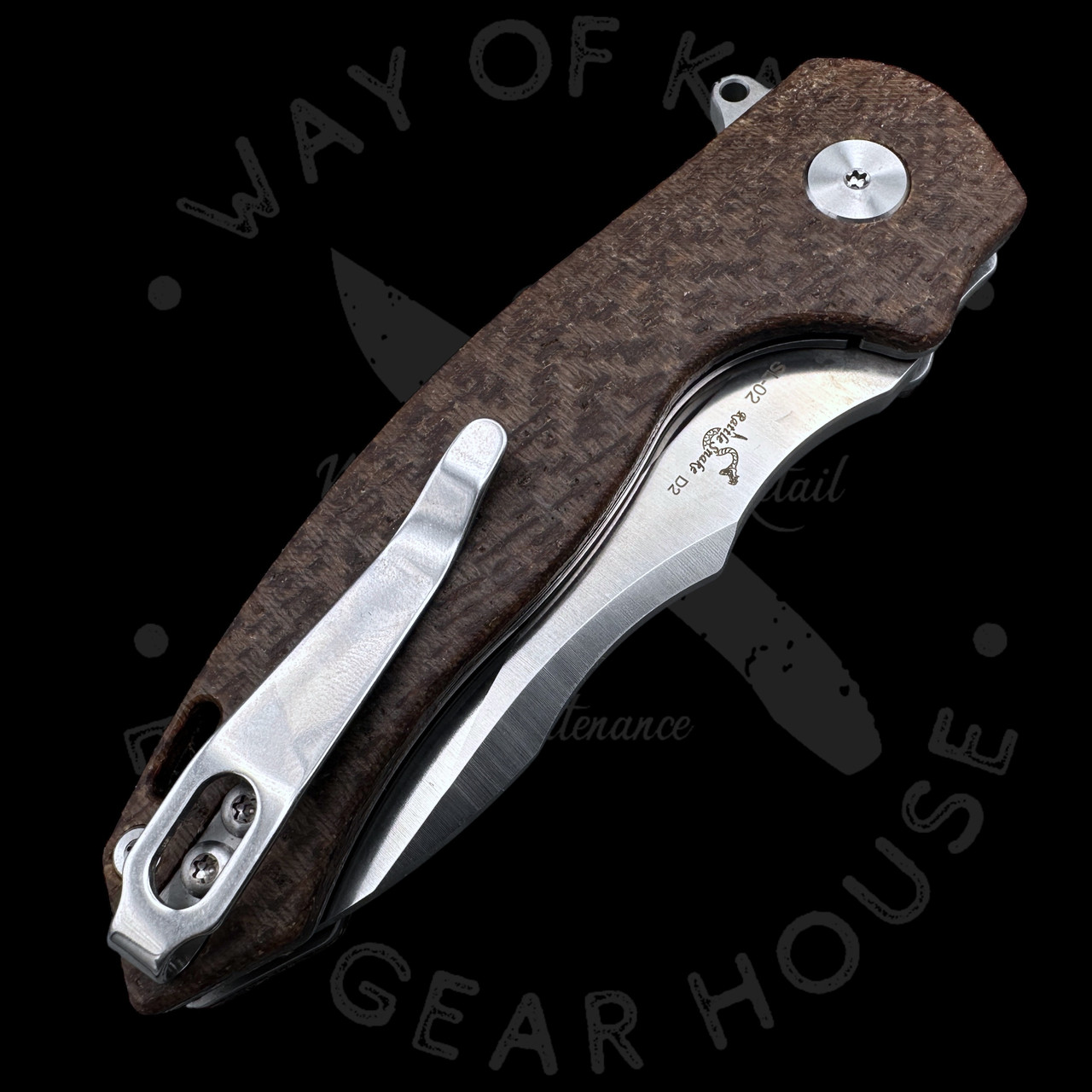 Pre Owned* SixLeaf SL-02 Folder Brown Linen Micarta D2 (3.46