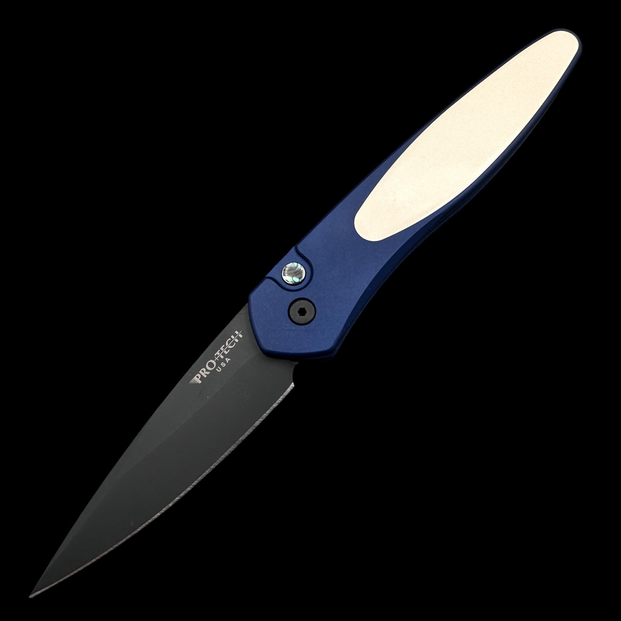 Pre Owned* Pro-Tech Newport Midnight Blue Ivory Micarta Inlay