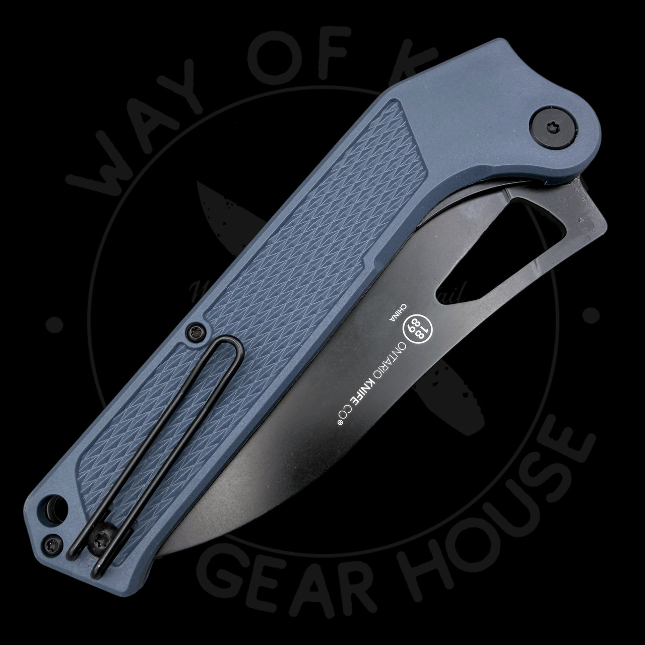 Ontario Camp Plus EDC Folding Knife Gray GFN Handle Black Cleaver