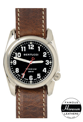 Bertucci A2T High Polished Titanium Leather Mens Field Watch 12072