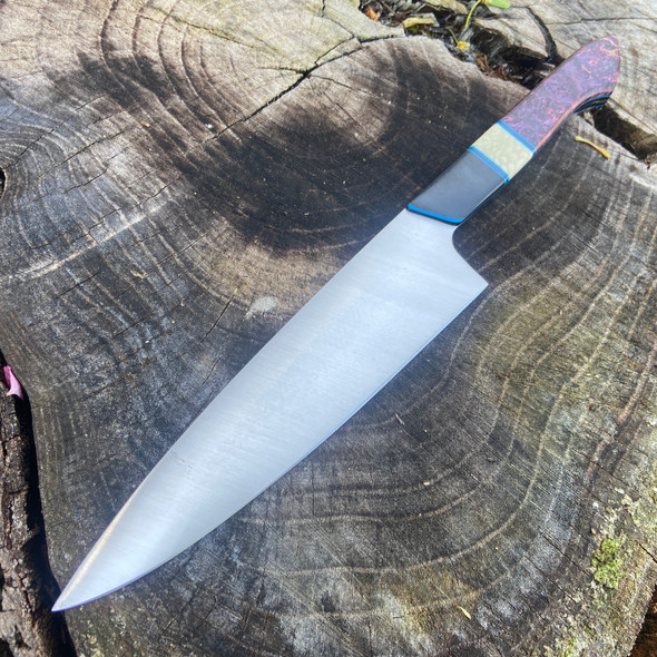 Mattia Borrani Cutlery Custom Euro Style Dyed Purple Burl and Carbon, CTEK, and Carbon Fiber 7in AEB-L 