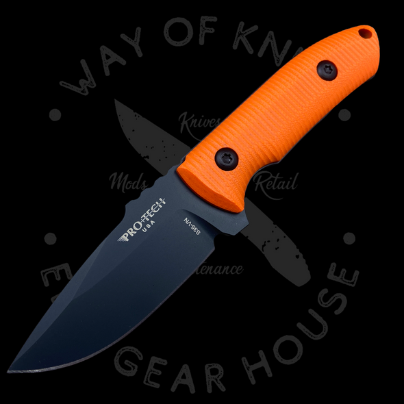 Pro-Tech George SBR Fixed Blade Knife Orange G-10 (2.9" Black) Kydex Sheath