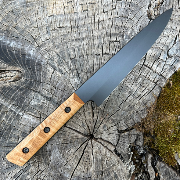 Vandal Blades Custom Series Petty Knife S/N #16 - Stabilized Burl Scales AEB-L ( 7" Black Cerakote)