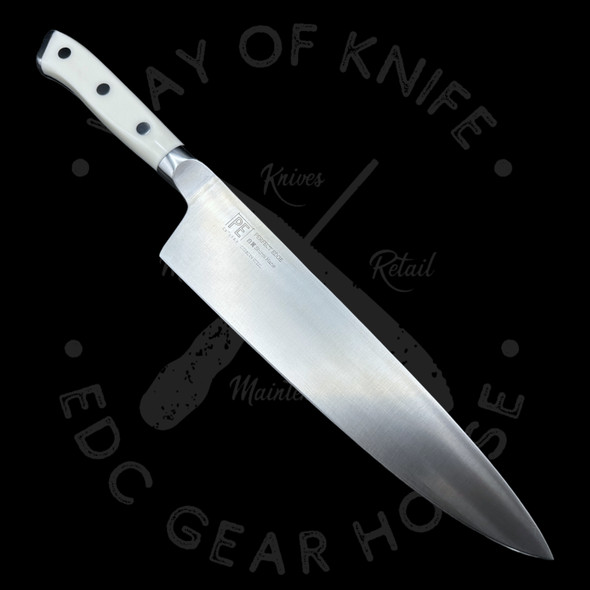 Perfect Edge Cutlery Shiro Hane 9.5in Gyuto White Corian Handle CTS-BD1N Steel