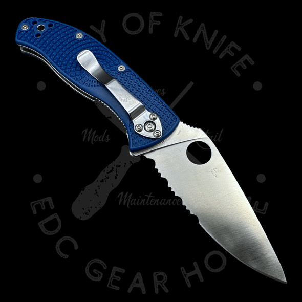 Spyderco Tenacious Lightweight Blue FRN Knife (3.4" Satin Serr S35VN) 