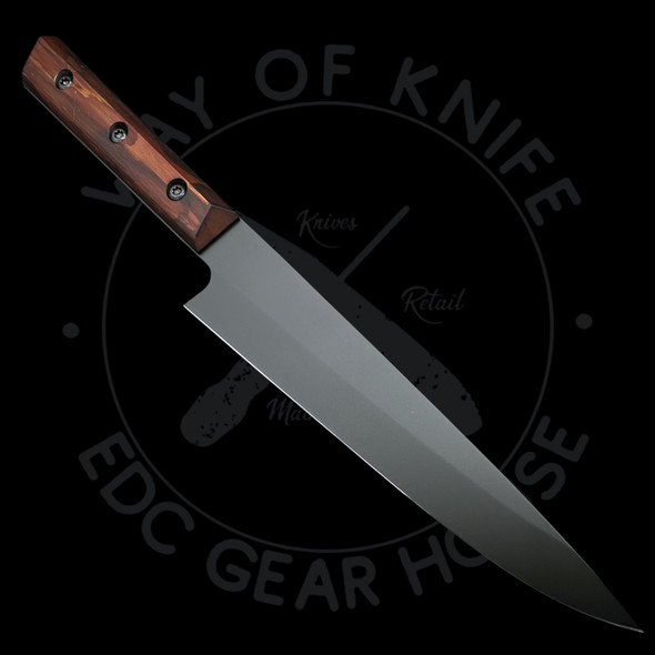 Vandal Blades Custom Series Petty Knife S/N #31 - Anodized Aluminum Handles Wood Grain ( 7" Black Cerakote)