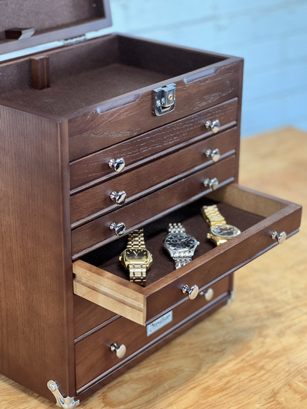 Gerstner International GI-T16 Dark Oak 6-Drawer Collectors Chest (Felt Lined) Gerstner International GI-T16 Dark Oak 6-Drawer Collectors Chest (Felt Lined)