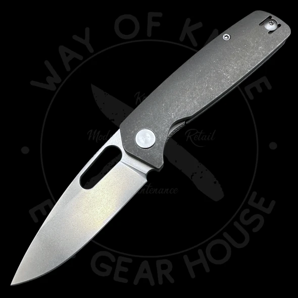 Asher Knives Spiro Contoured Stonewashed Ti Liner Lock S90V (3.2in Stonewashed)