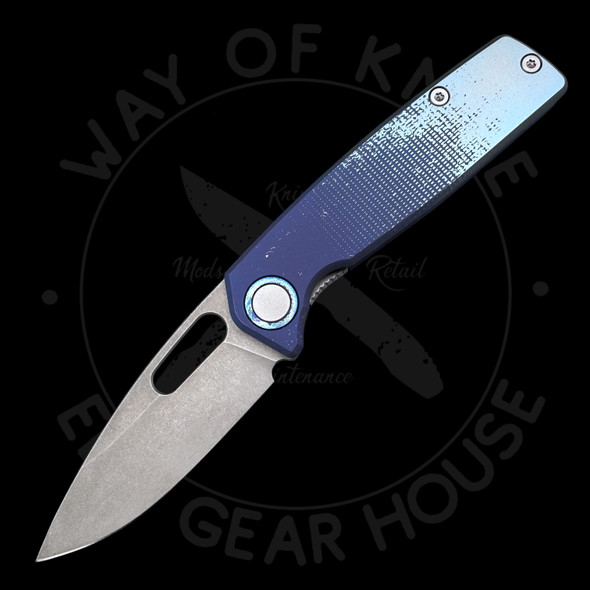 Customized Asher Knives Spiro Titanium Inset Liner Lock (3.20in Stonewashed) 20CV Blade Customized Asher Knives Spiro Titanium Inset Liner Lock (3.20in Stonewashed) 20CV Blade