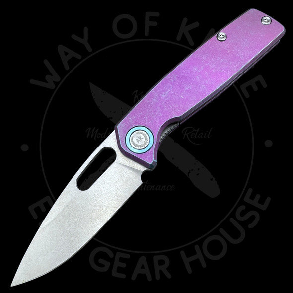 *Modded* Asher Knives Spiro Titanium Inset Liner Lock (3.20in Stonewashed) 20CV Blade *Modded* Asher Knives Spiro Titanium Inset Liner Lock (3.20in Stonewashed) 20CV Blade