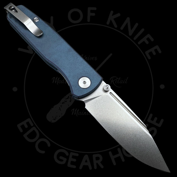 *Modded* Asher Knives Douglas Titanium Inset Liner Lock CPM20CV (3.2in Stonewash)