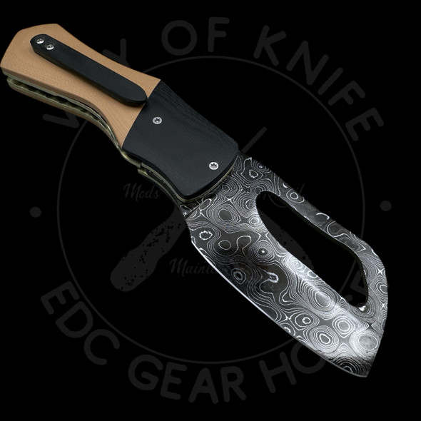 Jakes Blades Moby Liner Lock G10 Handles Damascus Blade (3in Alabama Damascus)