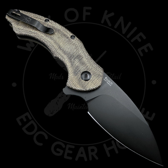 *Pre Owned* Kizer Roach Vangaurd Brown Micarta (3.5in Black) N690 Blade