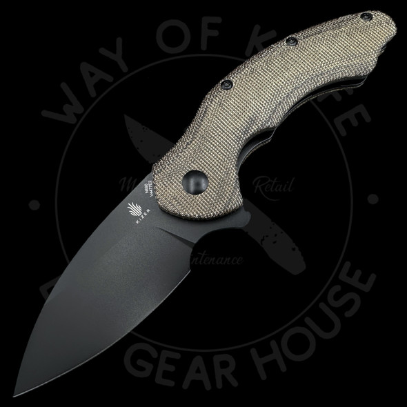 *Pre Owned* Kizer Roach Vangaurd Brown Micarta (3.5in Black) N690 Blade