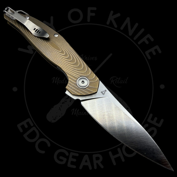 *Pre Owned* MKM Anso Goccia Liner Lock Flipper Knife Bronze Titanium (3.25" Satin)