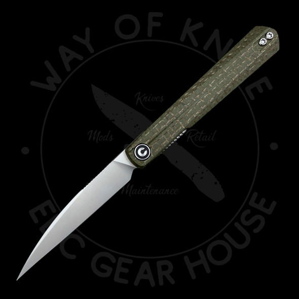 *Pre Owned* Civivi Clavi Front Flipper Green Micarta Nitro-V (3.06" Stonewash)