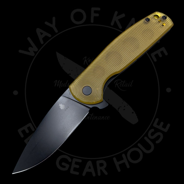 *Pre Owned* Kizer Gemini Flipper Yellow PEI Drop Point Nitro-V (3.15" Black Coated)