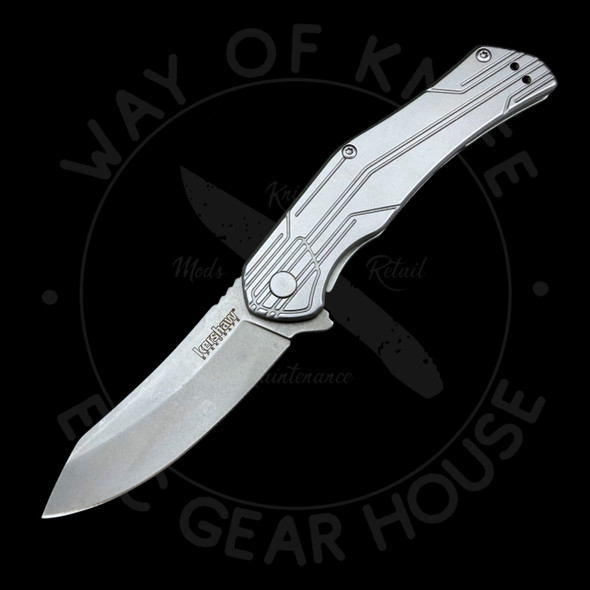 *Pre Owned* Kershaw Husker Assisted Opening Flipper Stainless Steel  Framelock 8Cr13MoV (3.0" Stonewash)