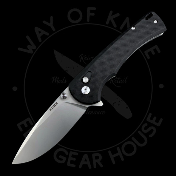 *Pre Owned* XTOUC Black G-10 Button Lock Flipper 14C28N (3.15" Stonewash)