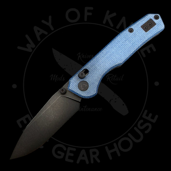 *Pre Owned* CMB Explorer Crossbar Lock Folder Blue Micarta 14C28N (3.39" Blackwash)