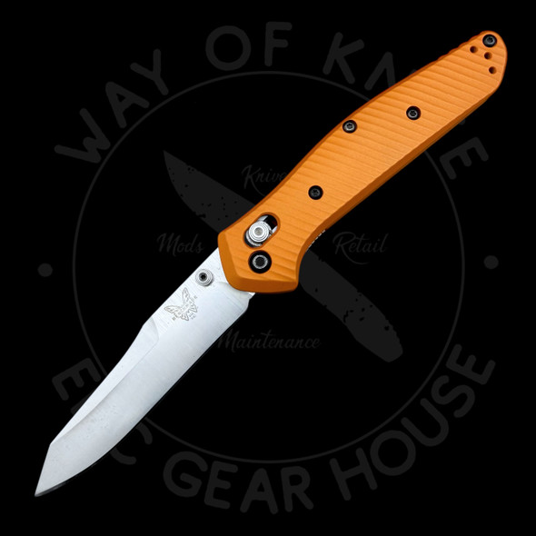 *Pre Owned* Benchmade Osborn 940 AWT Orange Aluminum Scales w/ Green G-10 extra set S30V (3.4" Satin)