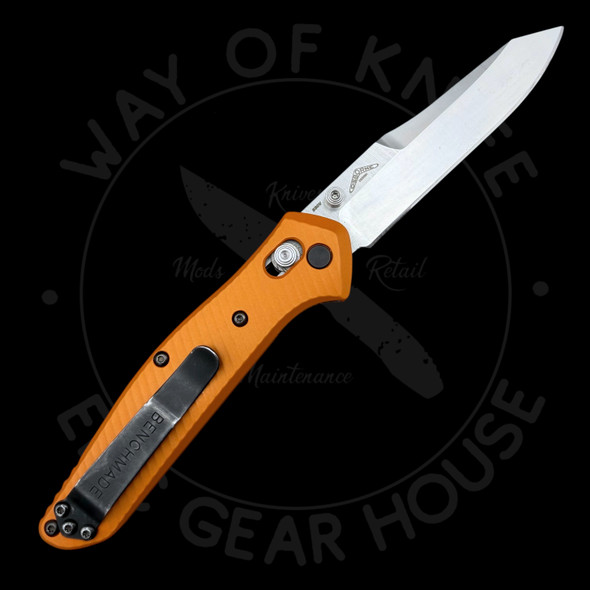 *Pre Owned* Benchmade Osborn 940 AWT Orange Aluminum Scales w/ Green G-10 extra set S30V (3.4" Satin)