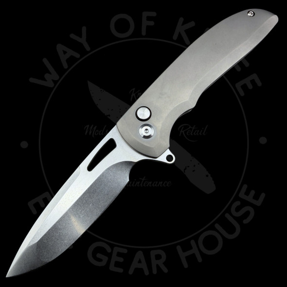 Latama Cutlery Yuuki Titanium Button Lock Stonewashed Blade (3.5" CPM-20CV)