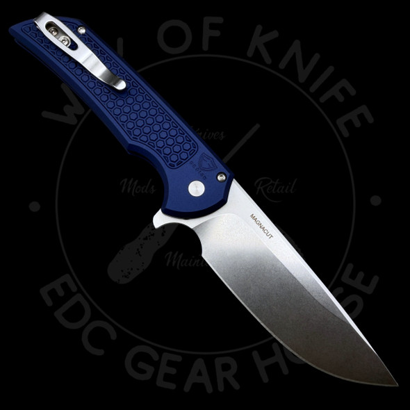 *PRE OWNED* Exclusive Pro-Tech Mordax Button Lock Midnight Blue Honeycomb (3.5" Stonewashed MagnaCut)