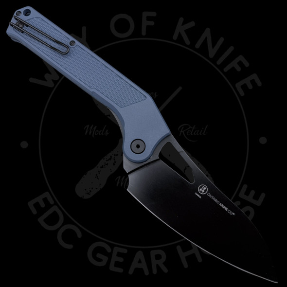 Ontario Camp Plus EDC Folding Knife Gray GFN Handle Black Cleaver Blade CP ON4320GREYTC
